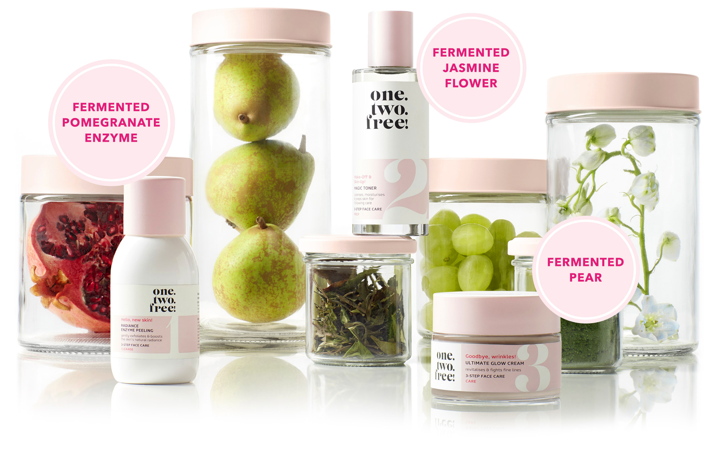 Fermented pomegranate enzyme, fermented jasmine flower, fermented pear